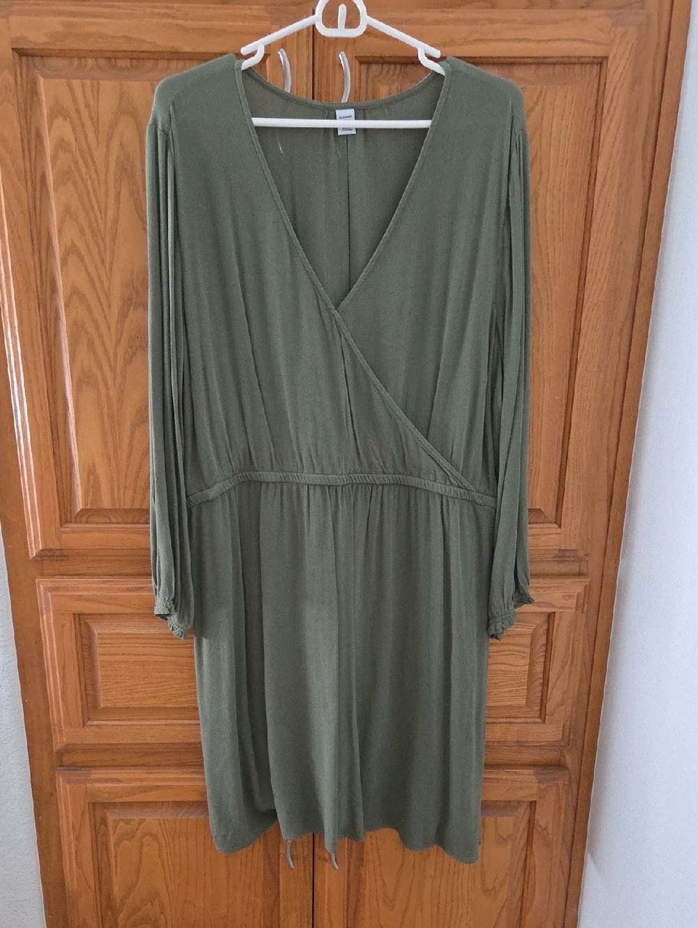 Old Navy Olive Wrap-Front Long Sleeve Dress